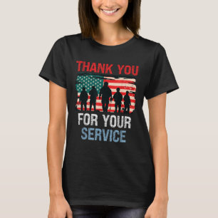 Usa Flag Thank You For Your Service - Memorial T-Shirt