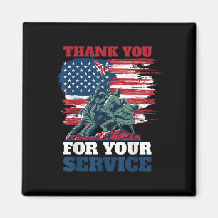 Usa Flag Thank You For Your Service - Veterans Magnet