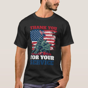 Usa Flag Thank You For Your Service - Veterans T-Shirt