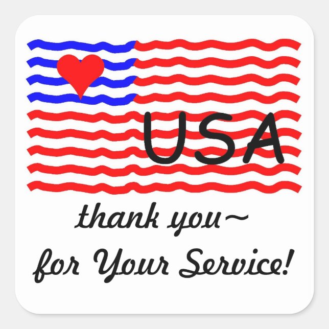 USA FLAG -thank you LOVE sticker (Front)