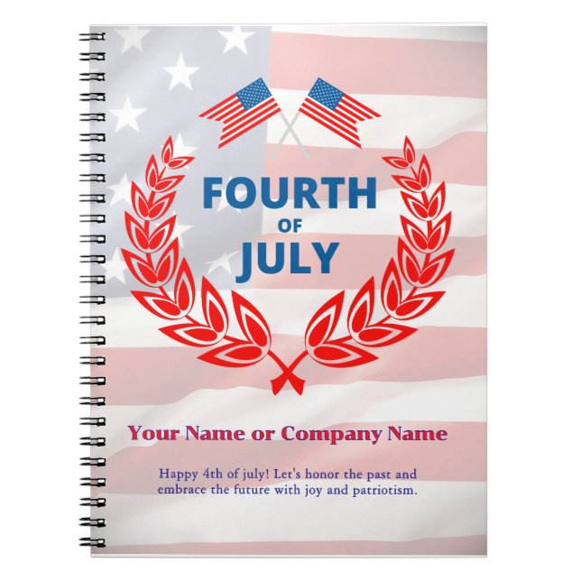 USA Flag Theme Corporate Office Custom 4th of July Notebook (Front)