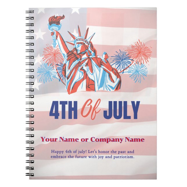 USA Flag Theme Corporate Office Custom 4th of July Notebook (Front)