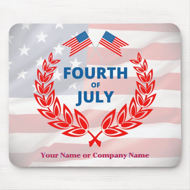 USA Flag Theme Custom 4th of July Business Mouse Pad (Front)