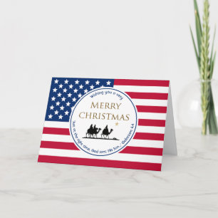 USA FLAG Three Wise Men Scripture CHRISTMAS Holiday Card