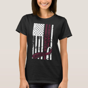 Usa Flag Throat Cancer Awareness Cancer Ribbon T-Shirt