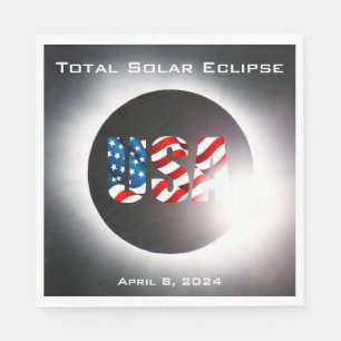 USA FLAG Total solar eclipse April 8, 2024 Napkin