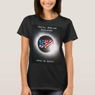 USA FLAG Total solar eclipse April 8, 2024 T-Shirt