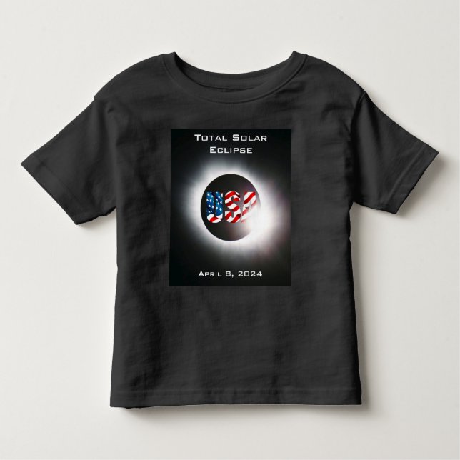 USA FLAG Total solar eclipse April 8, 2024 Toddler T-Shirt (Front)