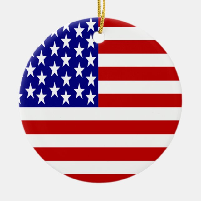 USA Flag Totally Printed Ceramic Ornament (Front)