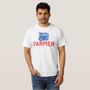 USA Flag Tractor Farmer T-Shirt