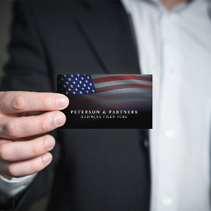 USA Flag Transparent Gradation Black Business Card