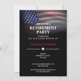 USA Flag | Transparent Gradation | Classy Black Invitation