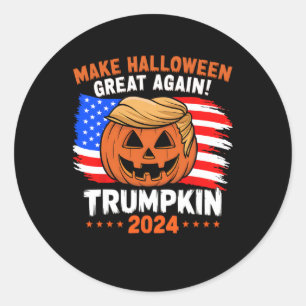 Usa Flag Trumpkin 2024 Halloween Make Halloween Gr Classic Round Sticker