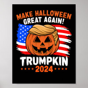 Usa Flag Trumpkin 2024 Halloween Make Halloween Gr Poster