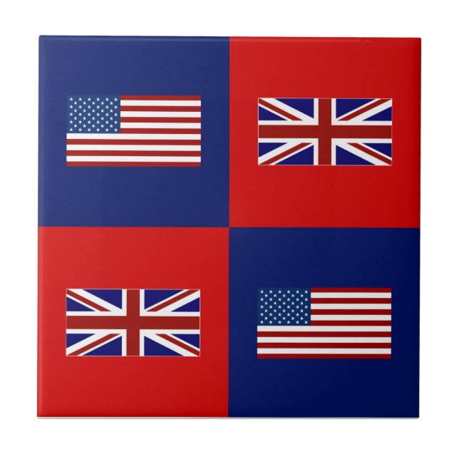 USA Flag & UK Flag Pattern Ceramic Tile (Front)