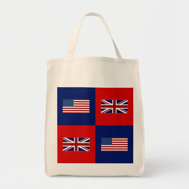 USA Flag & UK Flag Pattern Tote Bag (Front)