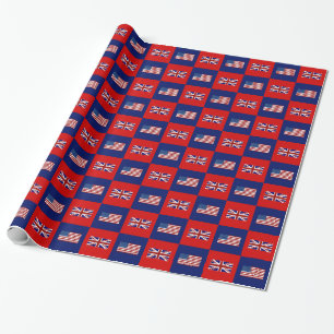 USA Flag & UK Flag Pattern Wrapping Paper
