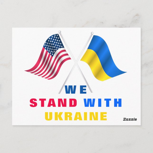 USA Flag - Ukrainian Flag - We Stand With Ukraine  Postcard (Back)