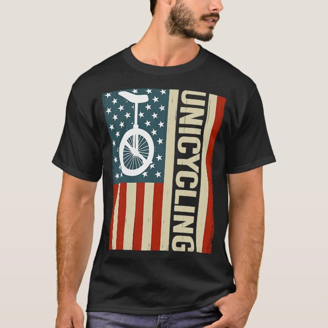USA Flag unicyclist unicycle monocycle for kids Un T-Shirt (Front)