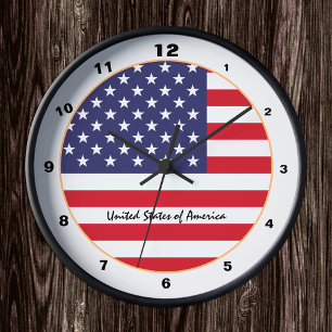 USA Flag & United States of America fashion/design Round Clock