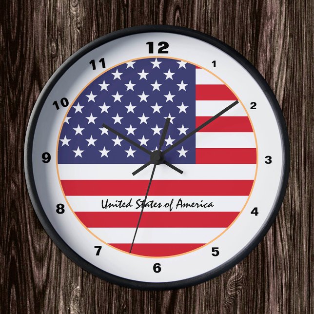 USA Flag & United States of America fashion/design Round Clock (Creator Uploaded)
