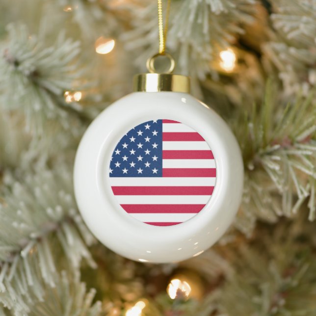 USA Flag - United States of America - Patriotic Ceramic Ball Christmas Ornament (Tree)