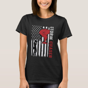 USA Flag United States Tornado Storm Chaser Meteor T-Shirt