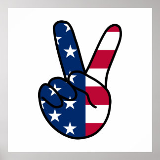 USA Flag V Sign