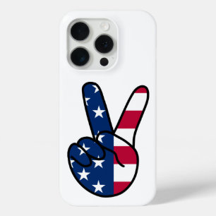 USA Flag V Sign iPhone 15 Pro Case
