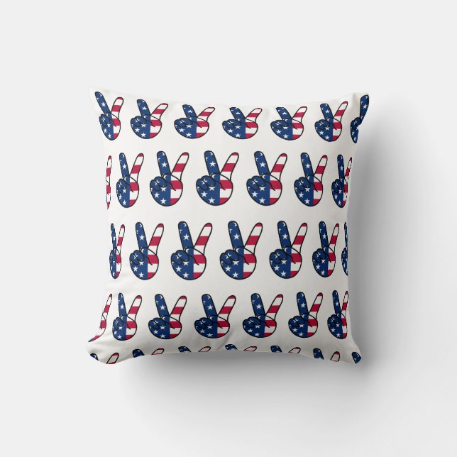 USA Flag V Sign Cushion (Front)