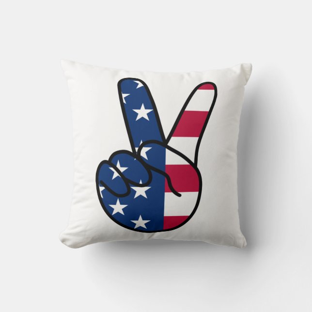 USA Flag V Sign Cushion (Front)