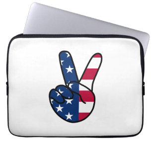 USA Flag V Sign Laptop Sleeve