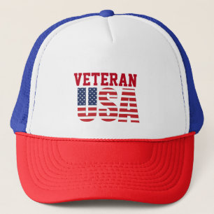 USA Flag Veteran Trucker Hat