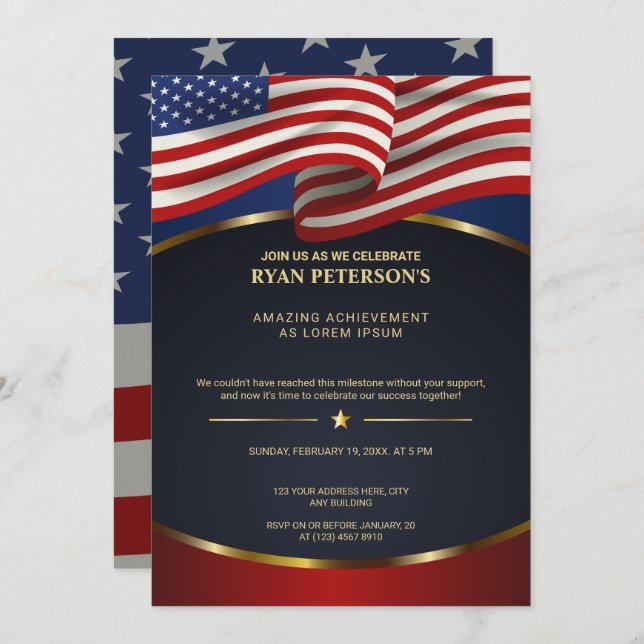 USA Flag | Victory Promotion Achievement | Black Invitation (Front/Back)