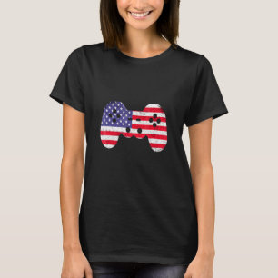 Usa Flag Video Game Boys Kids Men 4th Of July Game T-Shirt