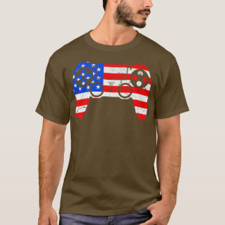 USA Flag Video Game Controller 4th Of July Gamer P T-Shirt