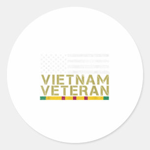 Usa Flag Vietnam Veteran - Old Man Vietnam War Vet Classic Round Sticker