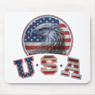 USA Flag Vintage American Eagle American Flag Mouse Pad
