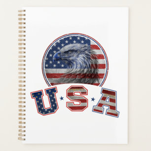 USA Flag Vintage American Eagle American Flag Planner