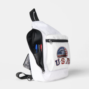 USA Flag Vintage American Eagle American Flag Sling Bag