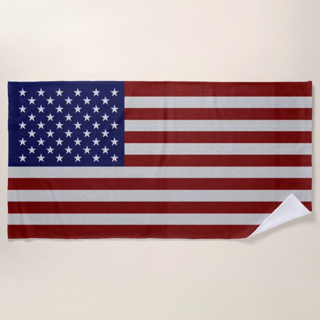 USA Flag Vintage Designed Modern Beach Towel (Front)