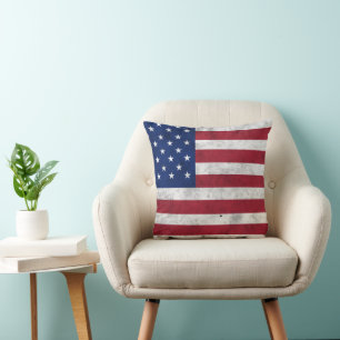 USA flag vintage red white blue America patriotic Cushion