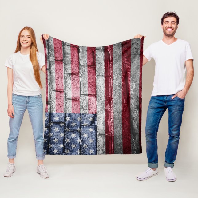 USA flag wall Fleece Blanket (In Situ)