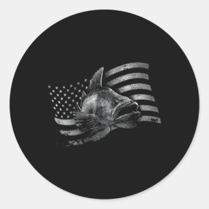 Usa Flag Walleye Fishing Classic Round Sticker