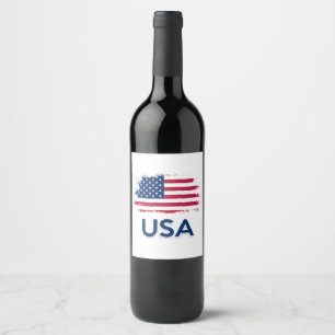 USA Flag Wine Label