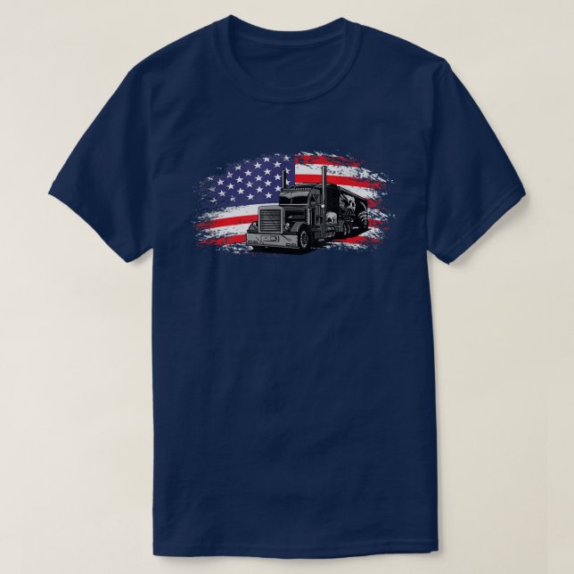 USA Flag with a truck Shirts for a amaerican truck (Design Front)