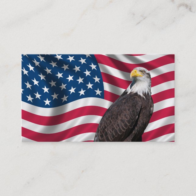 USA Flag with Bald Eagle Business Card (Front)