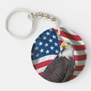 USA Flag with Bald Eagle Key Ring