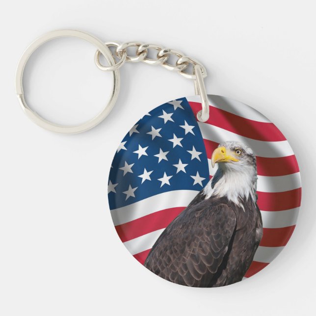 USA Flag with Bald Eagle Key Ring (Front)