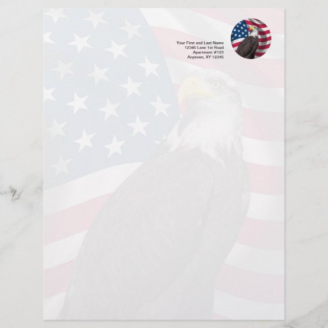 USA Flag with Bald Eagle Letterhead Design (Front)
